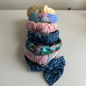 Girls Multicolor Fashion Knotted Beaded Bow Headbands Lot of 9 Age 7-10